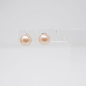 835 silver faux pearl earrings clip-on light pink peach